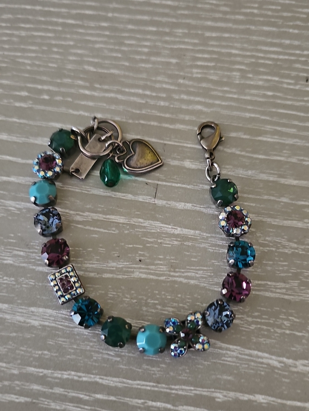 Mariana Multicolor Crystal Bracelet with Teal, Emerald & Purple Stones